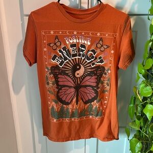 Positive Energy Burnt Orange Boho Graphic Tee Small